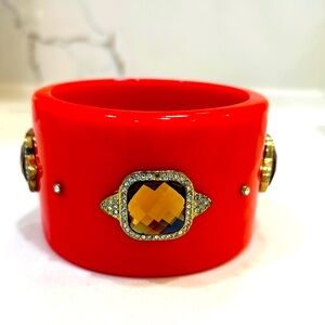 Cache Bold Red Bracelet with Gold Accents